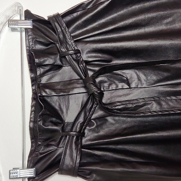 Lulus Real Time Black Vegan Leather Paperbag Waist Trouser Pants - Picture 5 of 13